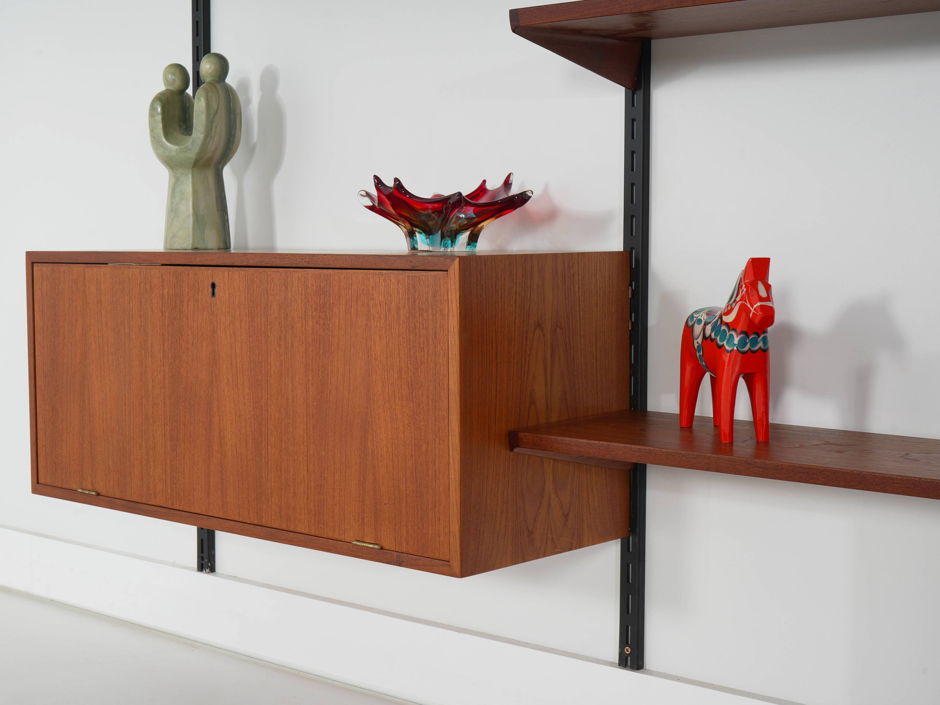 Modular shelving Kai Kristiansen, teak veneer, Danish design 1960s