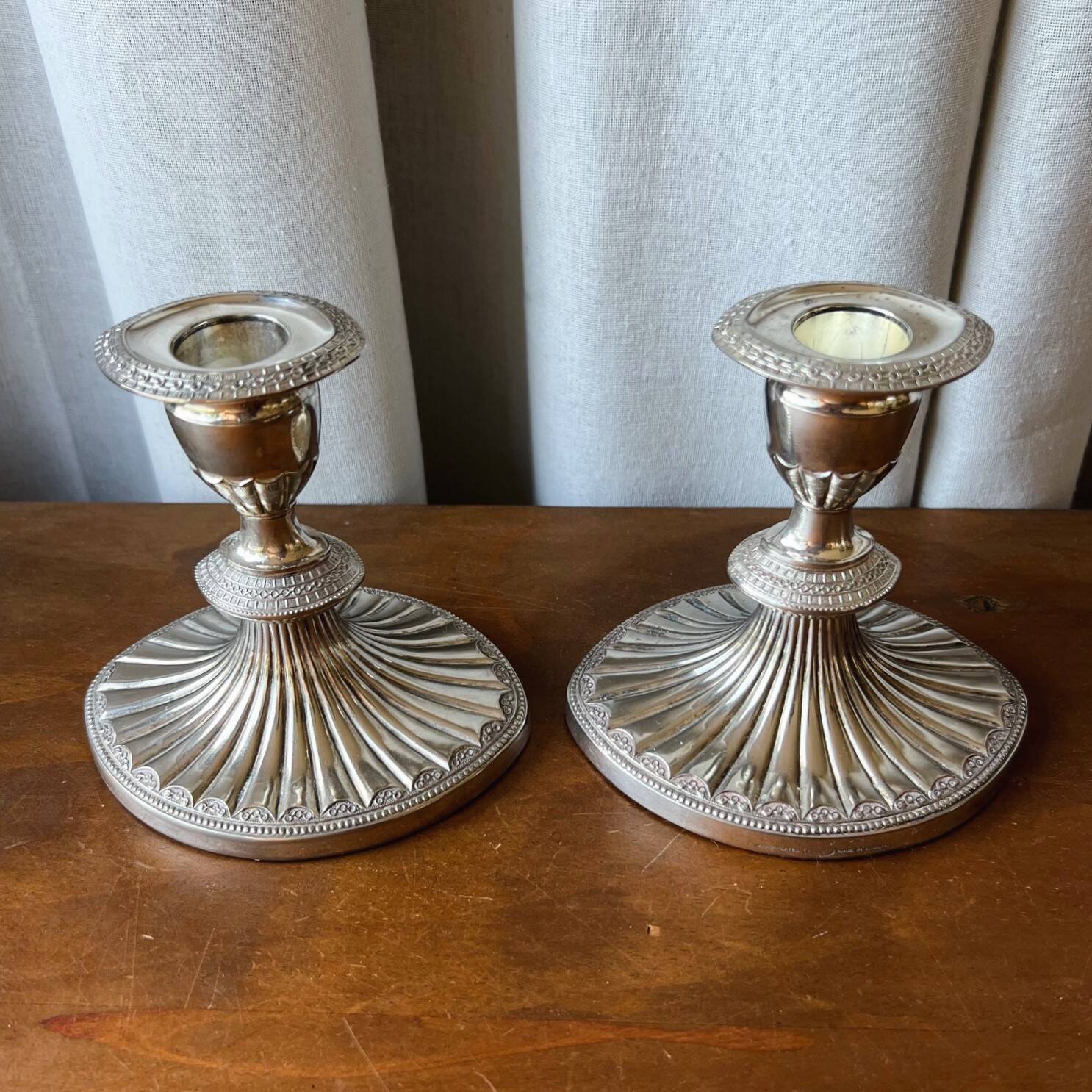 English silver plated candlestick duo "Falstaff"