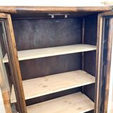 Glass cabinet in bamboo and cane