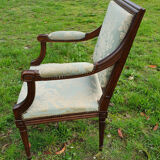 Directoire armchair in light blue satin fabric