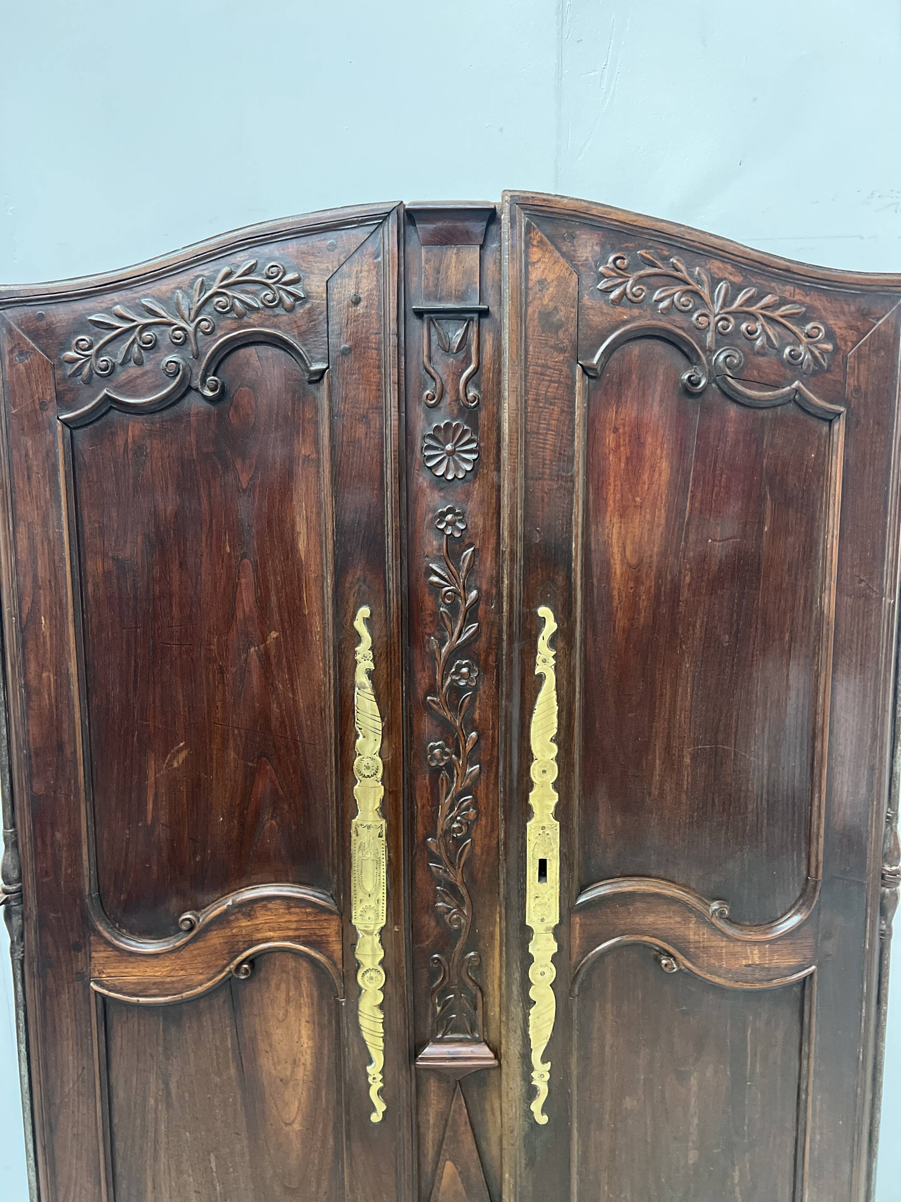 Antique pair of 18th century solid oak cabinet doors