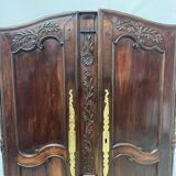 Antique pair of 18th century solid oak cabinet doors