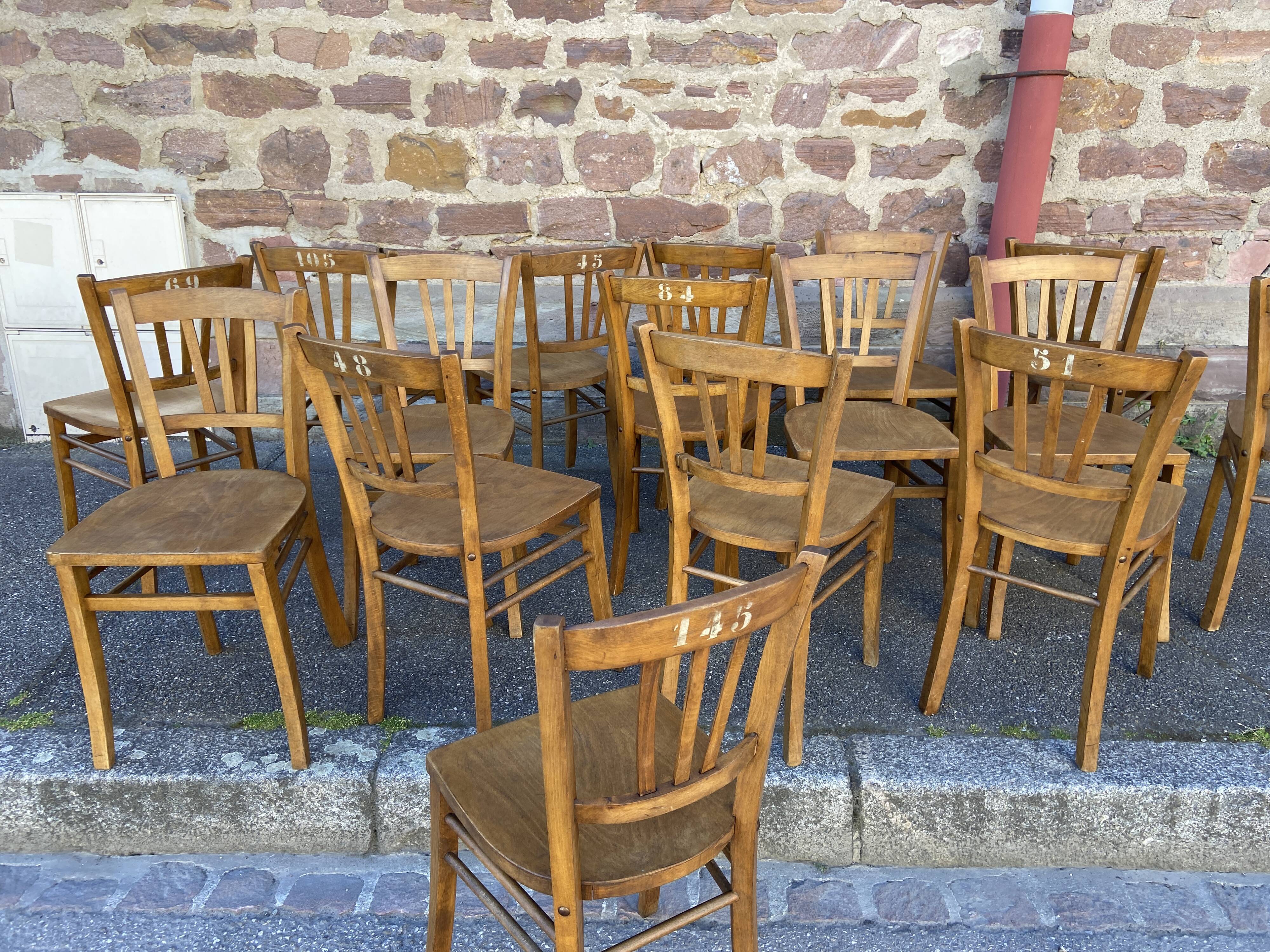 Lot 40 bistro chairs coffee curved vintage wood