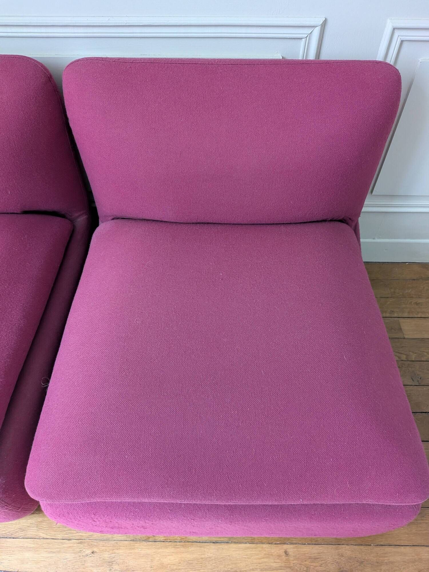 Vintage strafor armchair pair (1995) – raspberry fabric