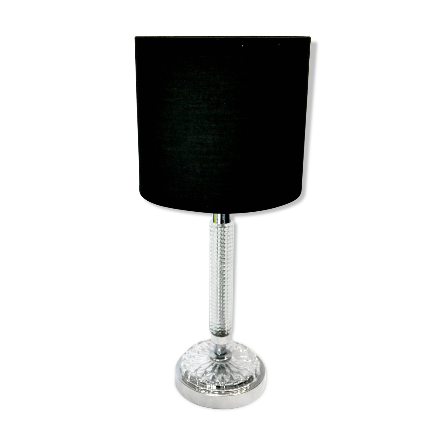 Table lamp glass er metal chrome 1970's