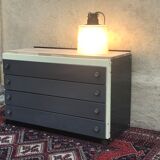 Commode en tôle émaillée et chêne 1950. Livraison gratuite