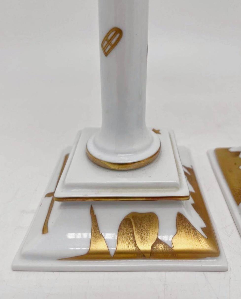Rare pair of candlesticks designed by Gio Ponti for Ginori.