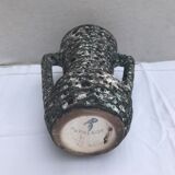 Vintage vase with grey & white skimmer ceramic handles