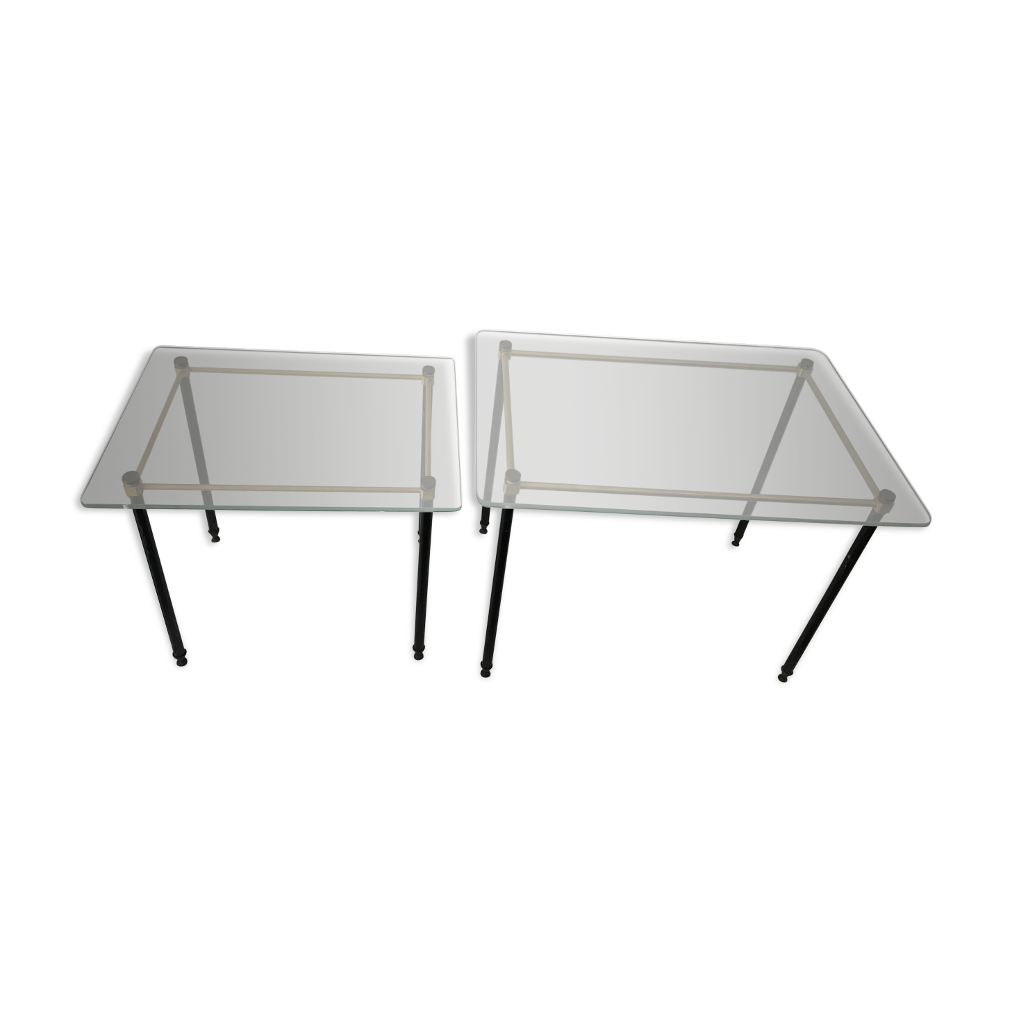 Pull out tables in glass and brass 1950
