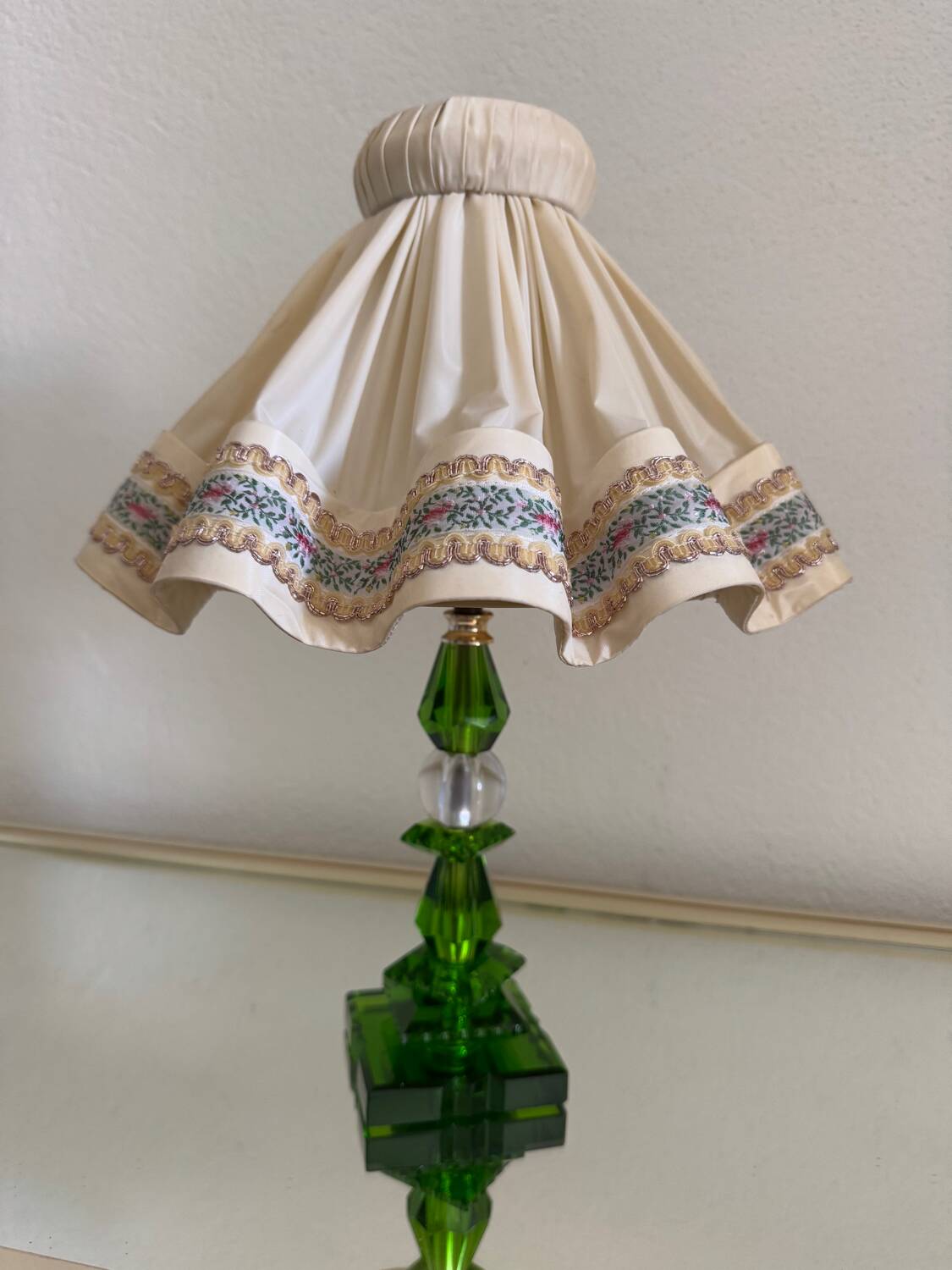 Lampe cristal émeraude Art Déco