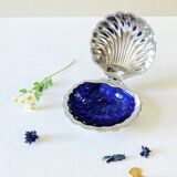 Silver metal shell butter dish, 1950s