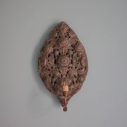 Paire d'appliques laiton repoussé motifs florales, lampe murale, applique