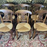 Suite de 6 chaises rustiques paillées  provençales