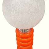 Paire de lampadaires vintage en verre de Murano orange italien de style Space-Age