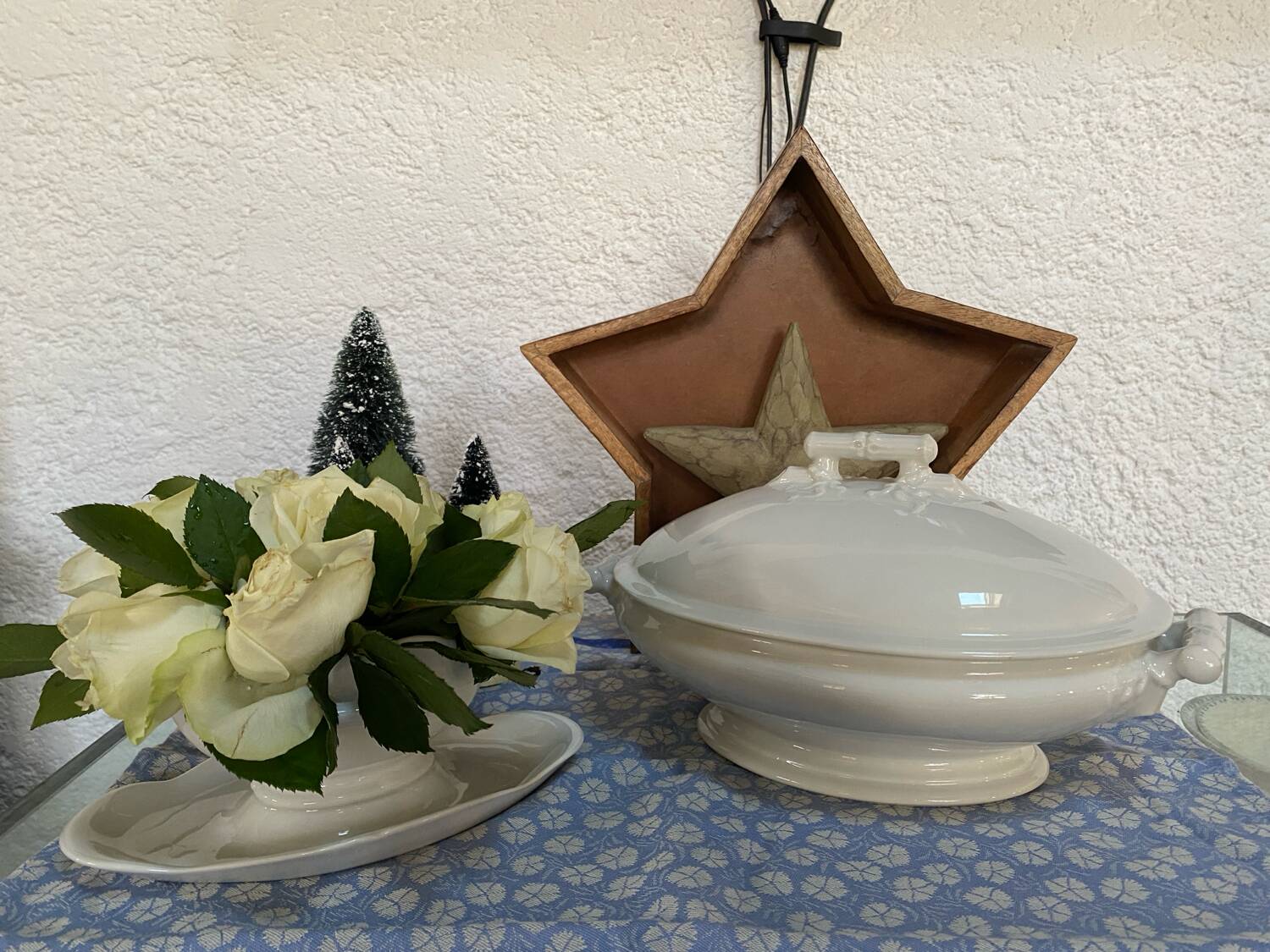 Antique porcelain vegetable dish made of "bamboo"