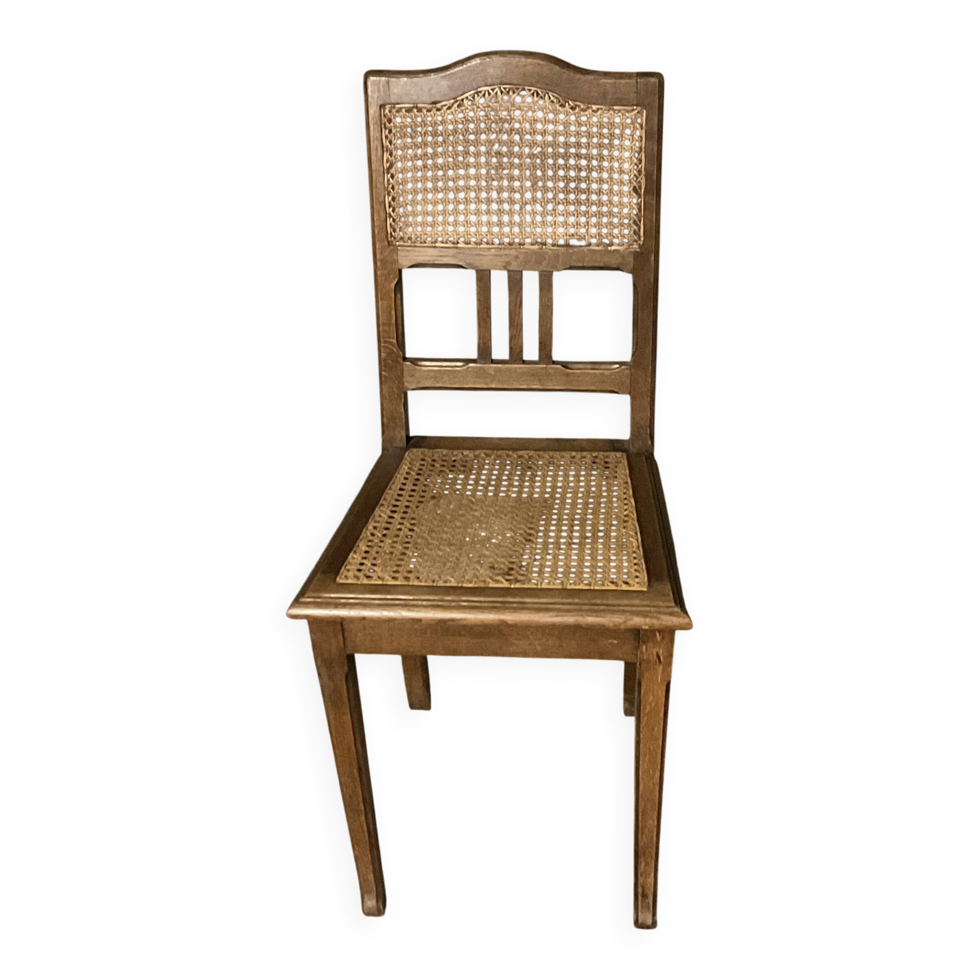 Vintage rattan wicker oak chair