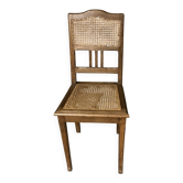 Chaise chêne osier rotin vintage