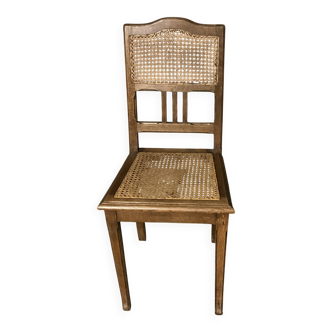Vintage rattan wicker oak chair