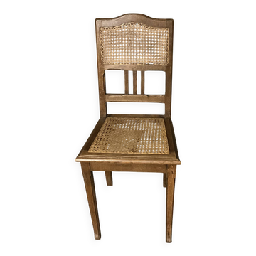 Vintage rattan wicker oak chair