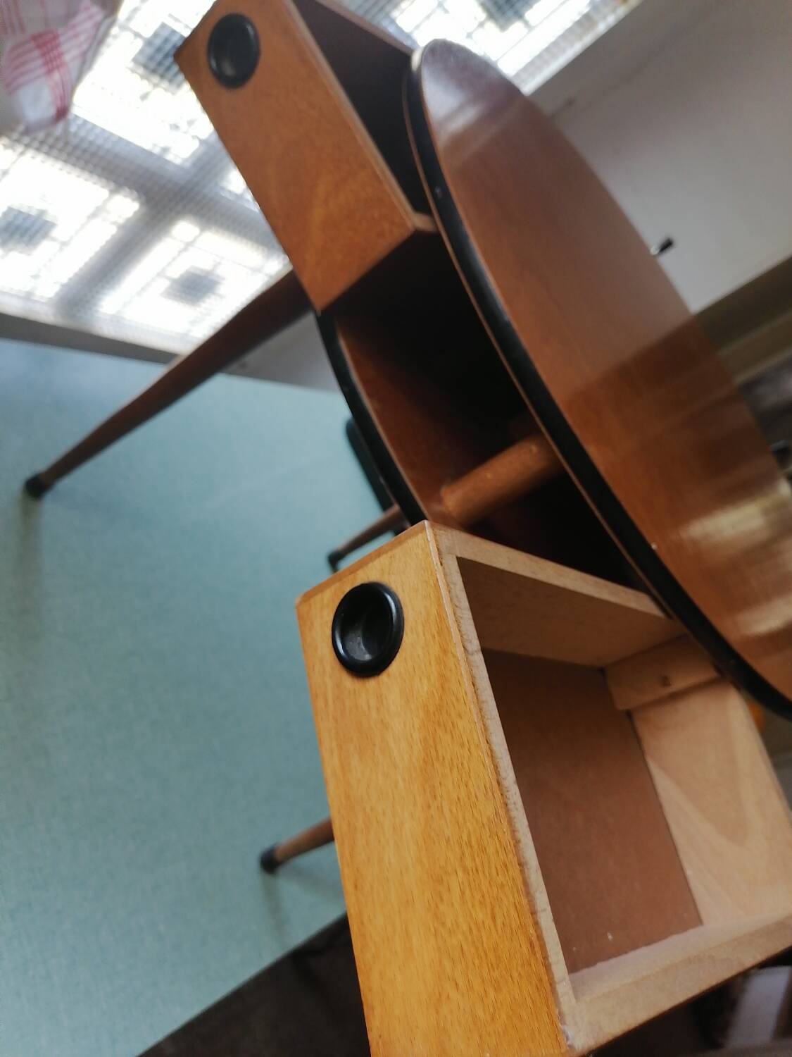 Side table, round work table in Scandinavian style, 1960.