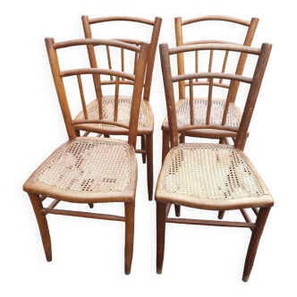 4 chaises cannée période 50
