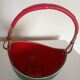 Leon elchinger soufflenheim - red and green ceramic fruit basket with handle