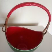 Leon elchinger soufflenheim - panier à fruits céramique rouge vert & anse