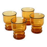Set of 4 amber glass water glasses, Pernod, 1970