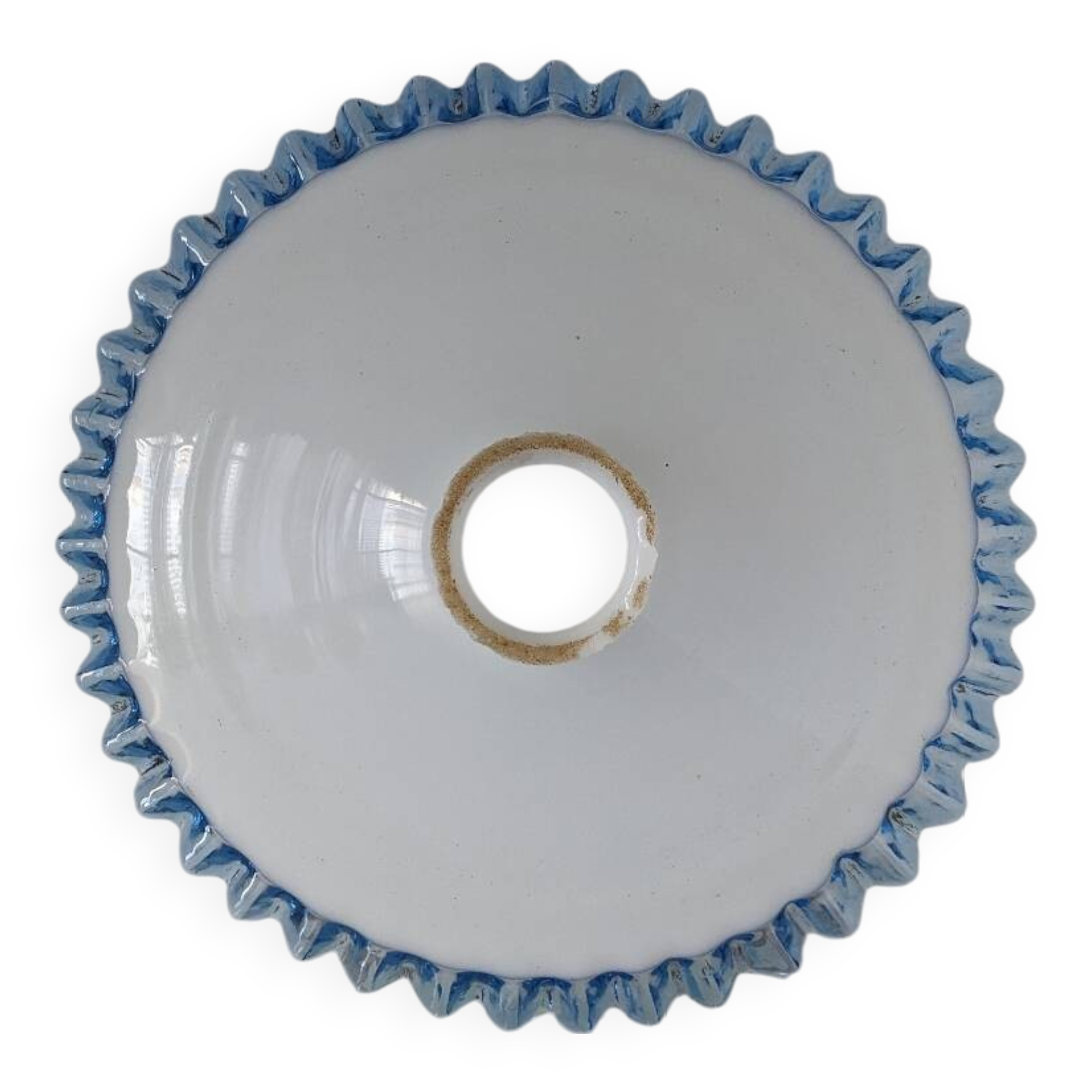 Opaline dentelée blanche et bleue