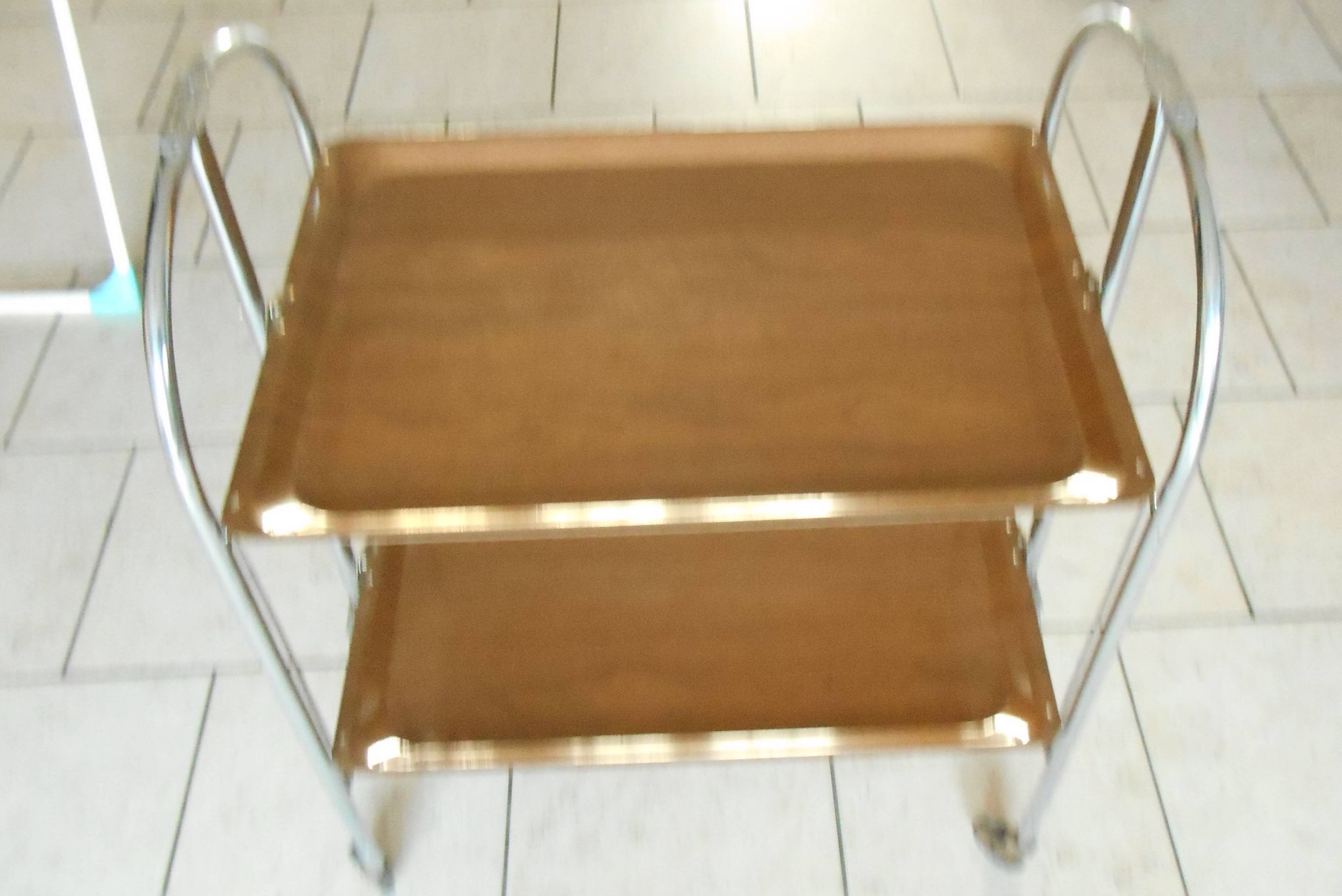 folding metal and wood serving trolley