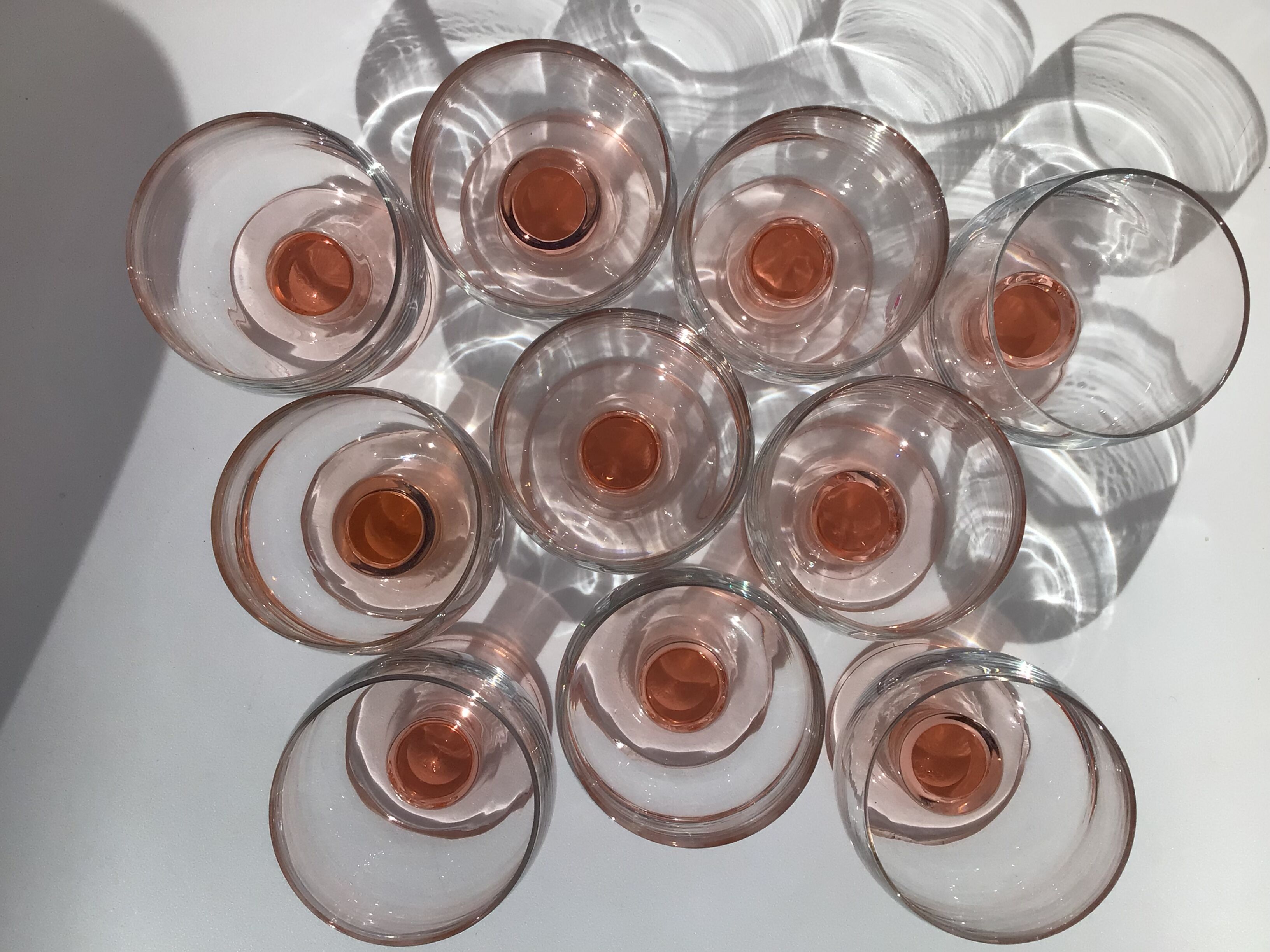 10 wine glasses foot pink orange diameter 7cm