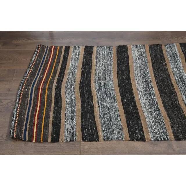 1970s vintage Turkish Oushak handmade wool cotton beige rug 73x292