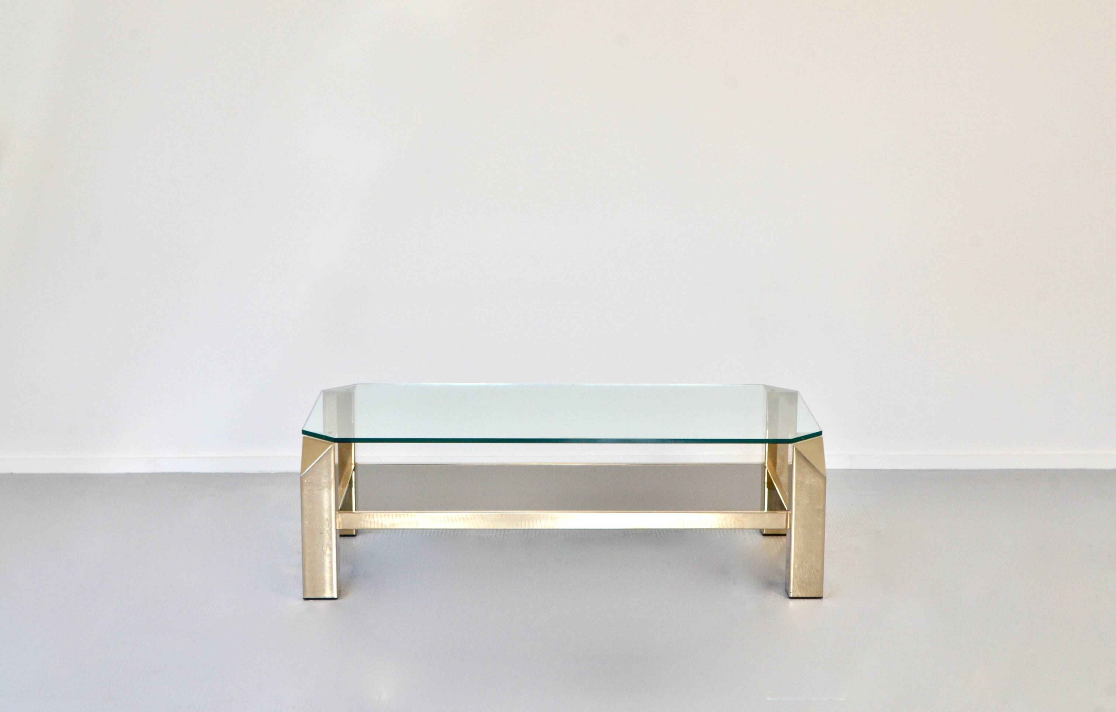 23kt Gold Plated Midcentury Coffee Table By Belgo Chrome. Vintage / Modern