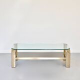 23kt Gold Plated Midcentury Coffee Table By Belgo Chrome. Vintage / Modern