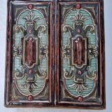 Antique Art Nouveau glazed earthenware tile from the 19th century