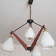 Suspension vintage teck et opaline création Targetti Sankey, vintage, années 60