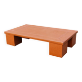 Table basse en cuir cognac, années 80