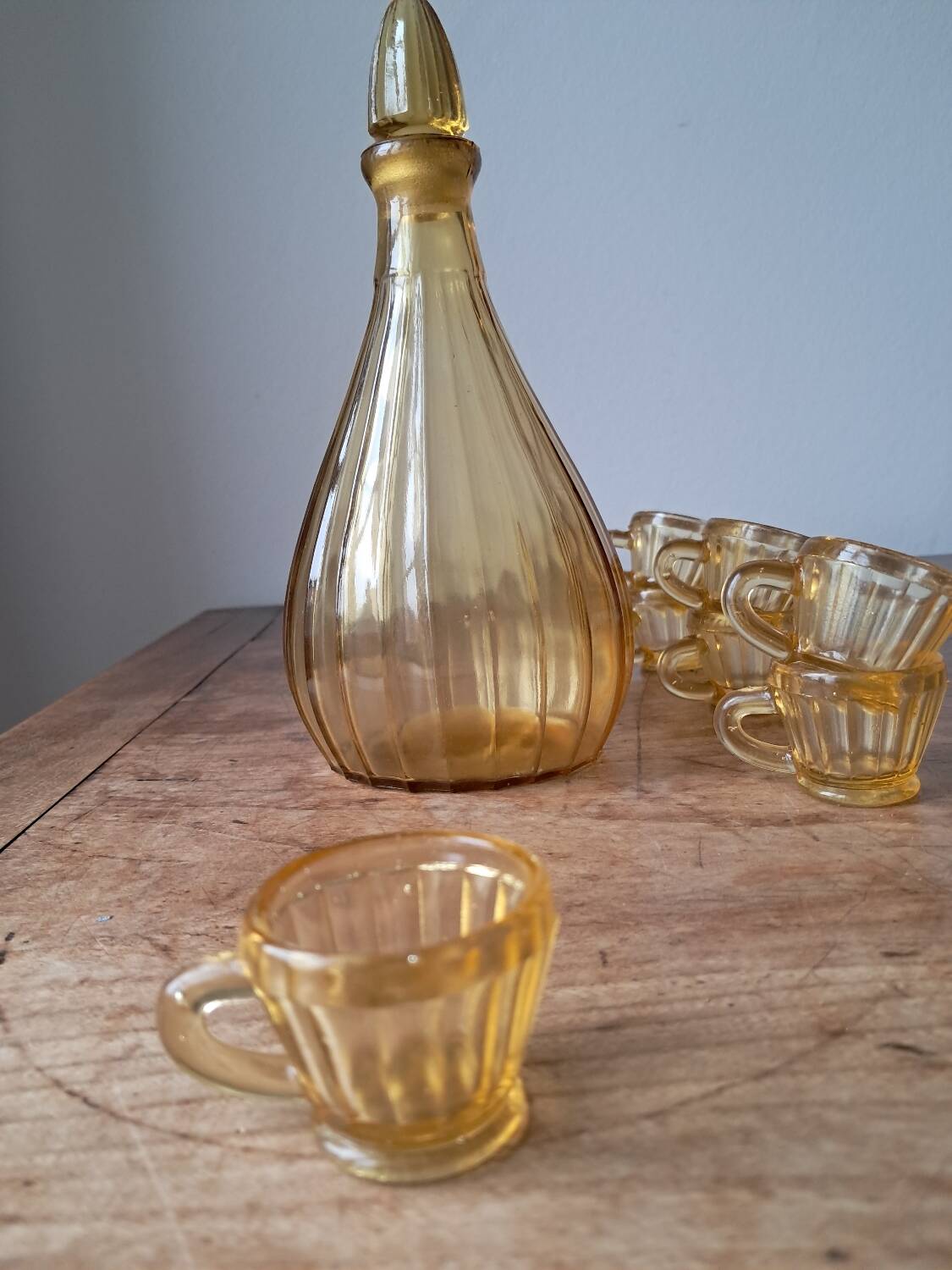 Yellow glass liqueur set, 1960s
