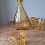 Service à liqueur en verre jaune, années 1960