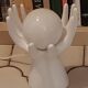 White ceramic hand lamp opaline ball 70s