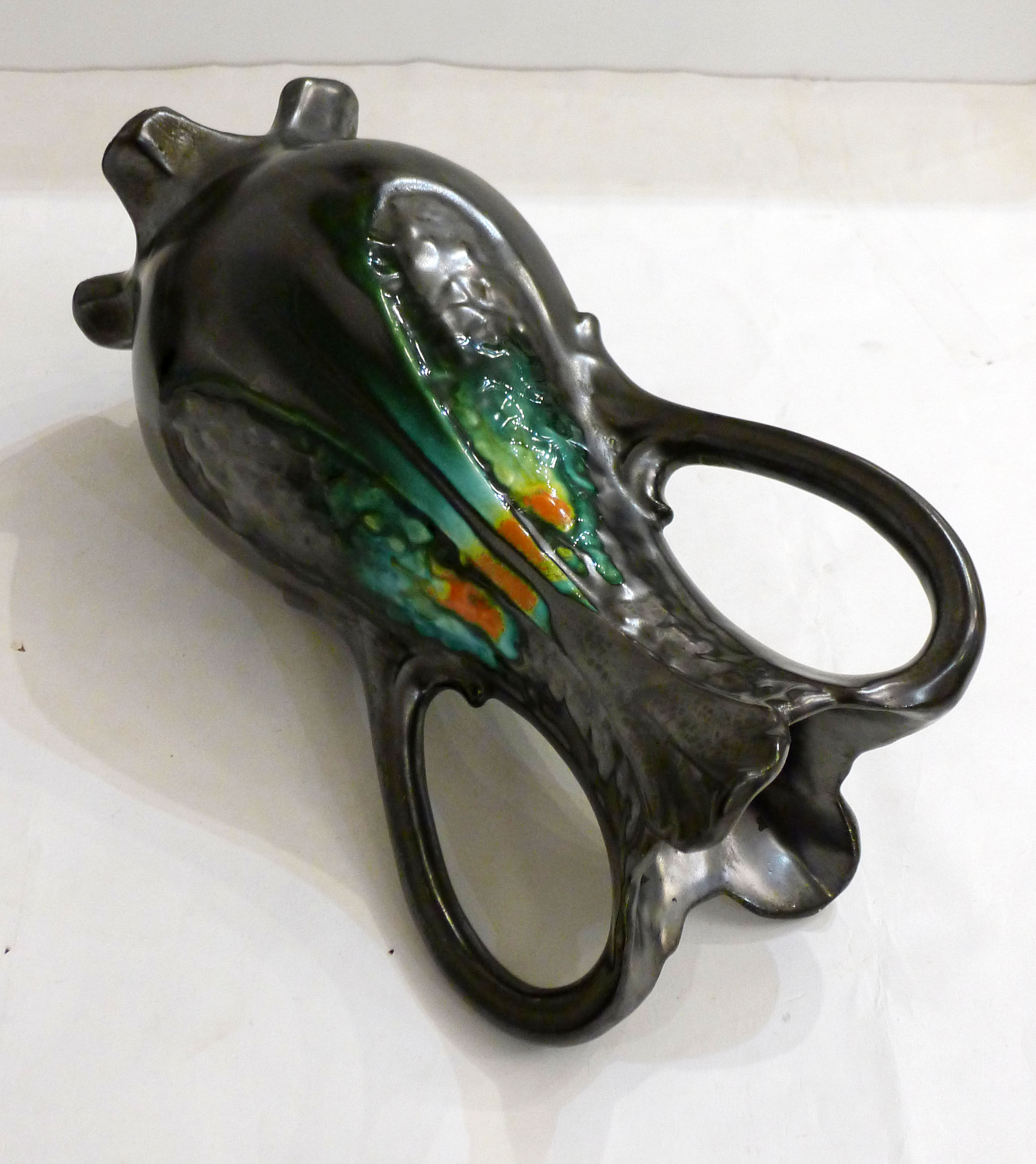 Amphora vase in metallic stoneware
