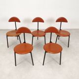 Set of 5 Linea Veam leather tripod chairs