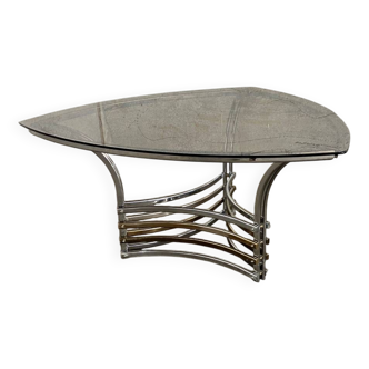 Smoked Glass & Chrome Table, Italy, Vintage 1970s