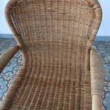 Rattan and bamboo armchair, 70s
