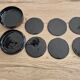 Round box and its 6 lacquered wooden coasters hand-painted.