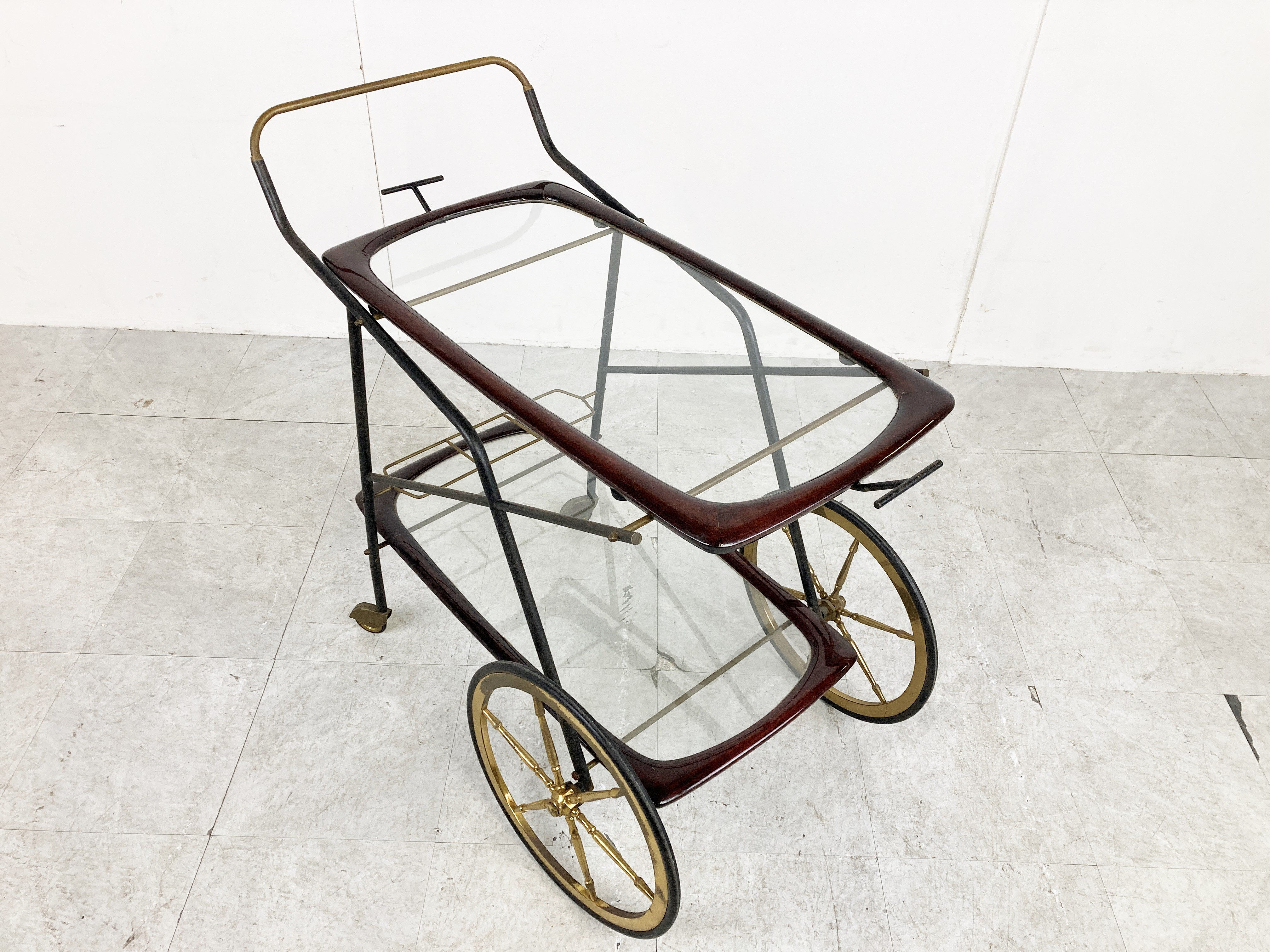 Vintage Italian serving trolley by Cesare Lacca, 1950s