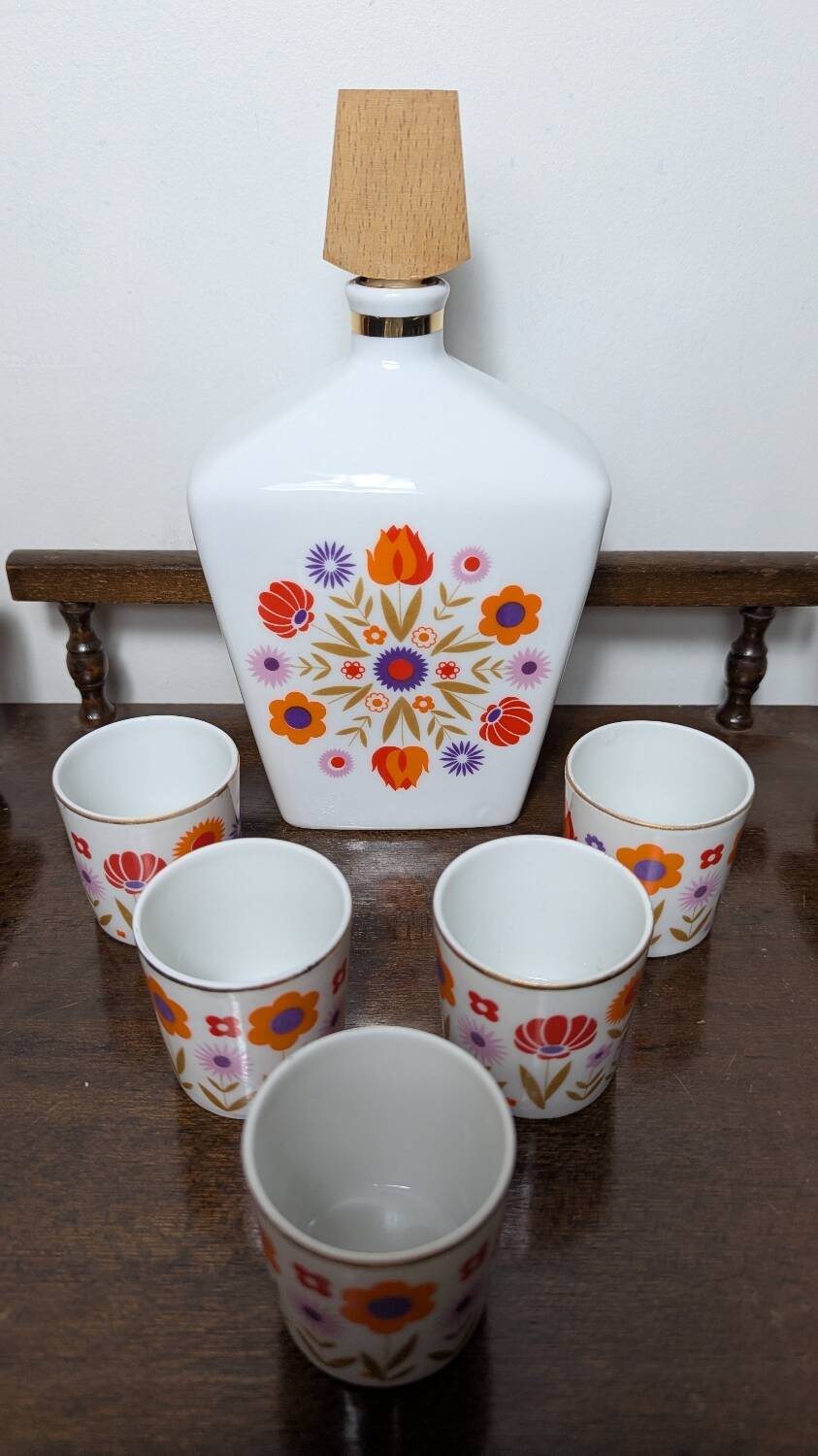 Service à liqueur fleurie 1960-70