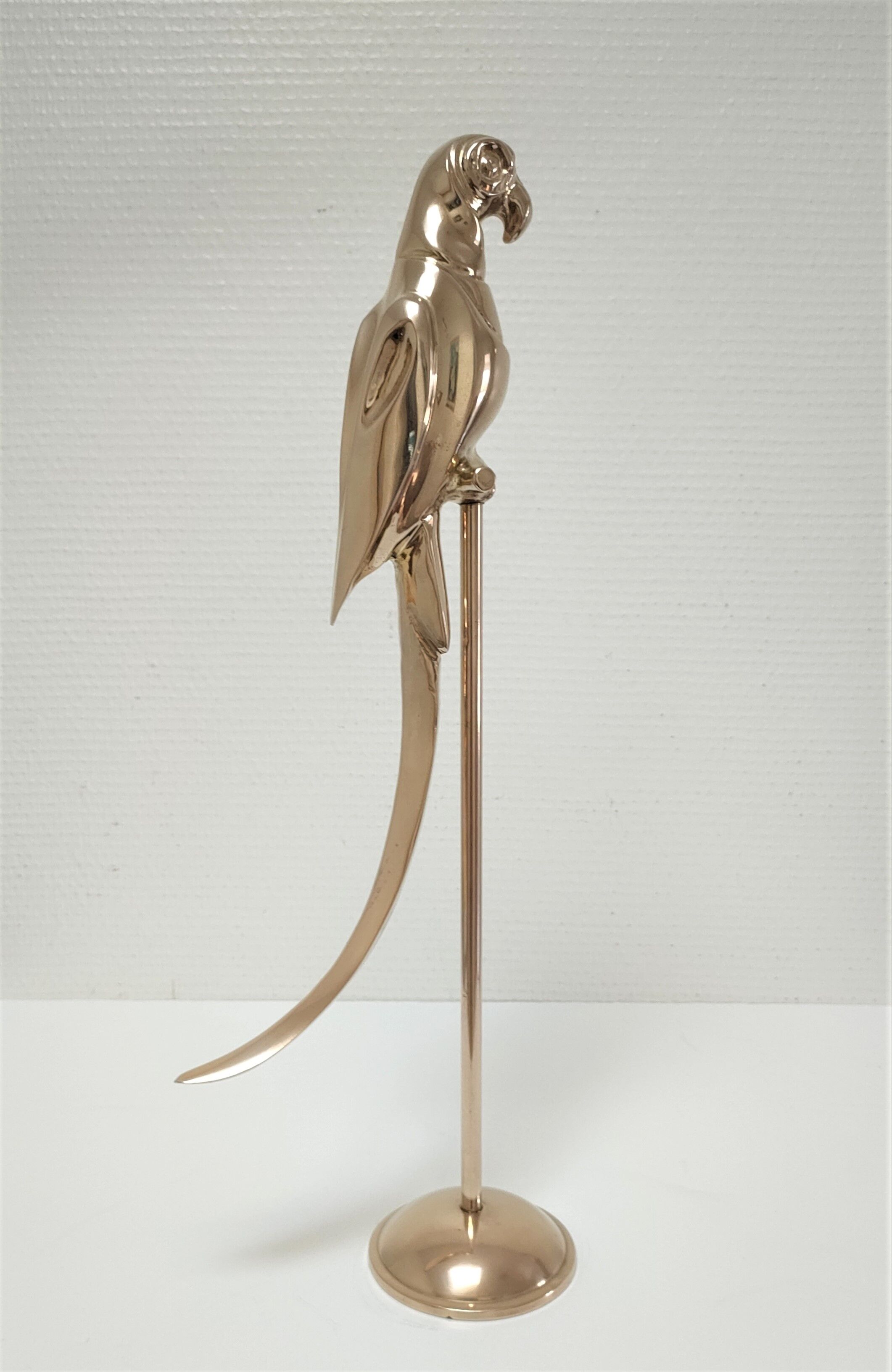 Solid brass parrot perch H. 45 cm 80s