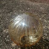 Antique amber glass globe for lighting, lamp, pendant, vintage portable light.