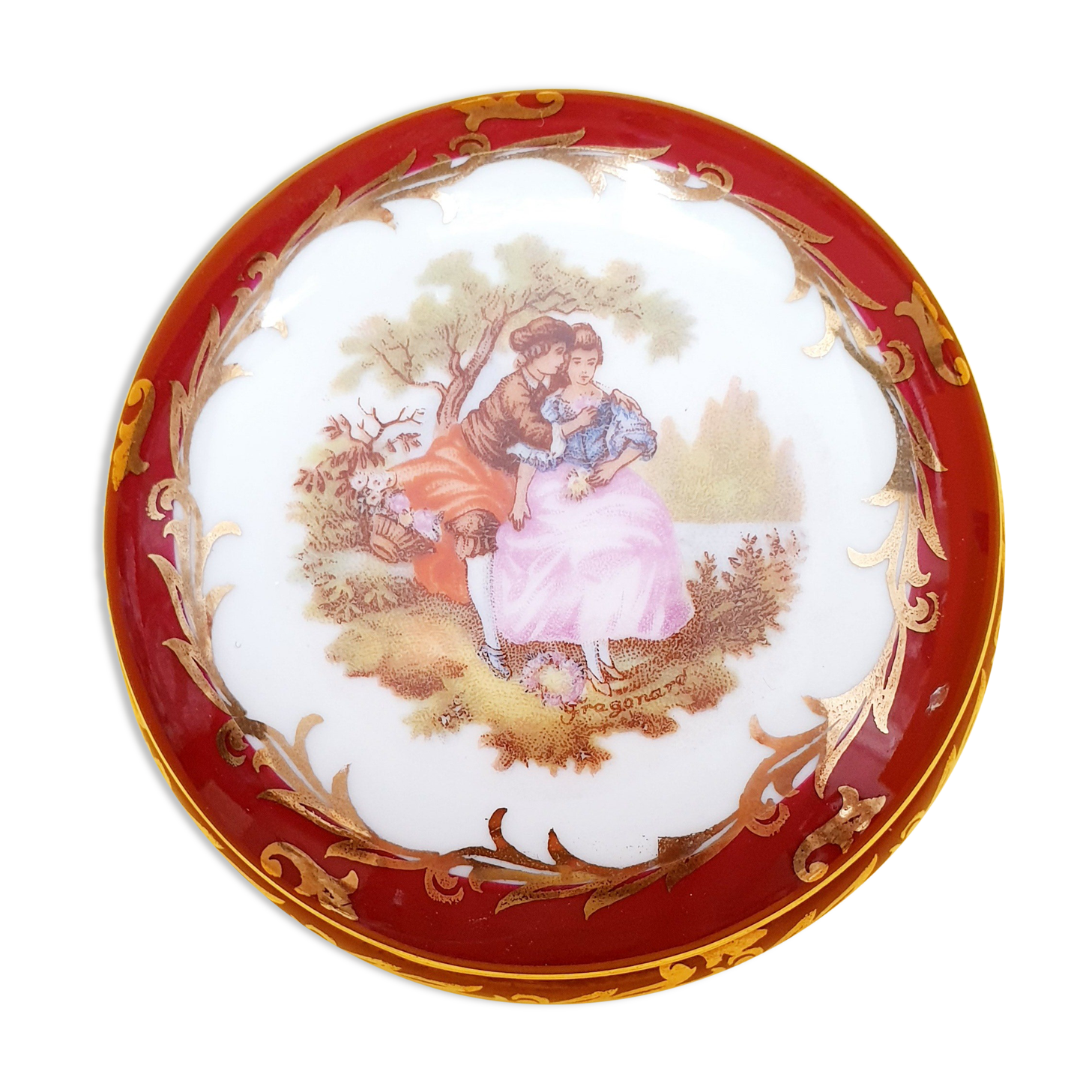 Rdv galant: small vintage Fragonard porcelain box
